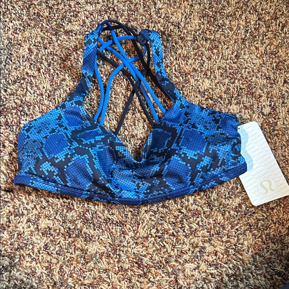 lululemon athletica Blue Snake-Print Strappy Swim Top